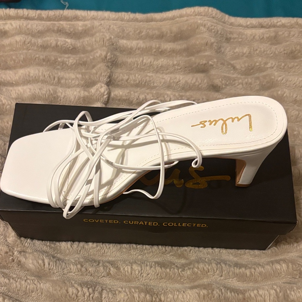 Lulu's Elegant White Lace-Up Heels
